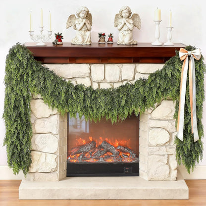 Artificial Christmas Cedar Garlands – Realistic Faux Greenery for Fireplace & Holiday Home Decor