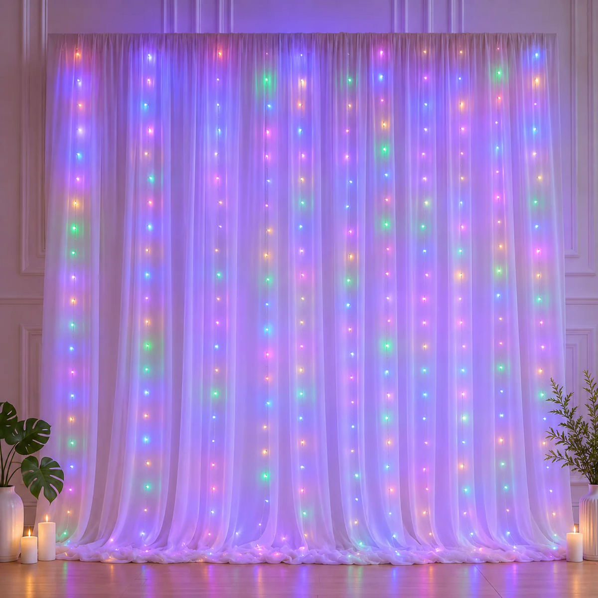 Dreamy Tulle Curtain Lights – 3m Width, Warm Glow, 3 Heights