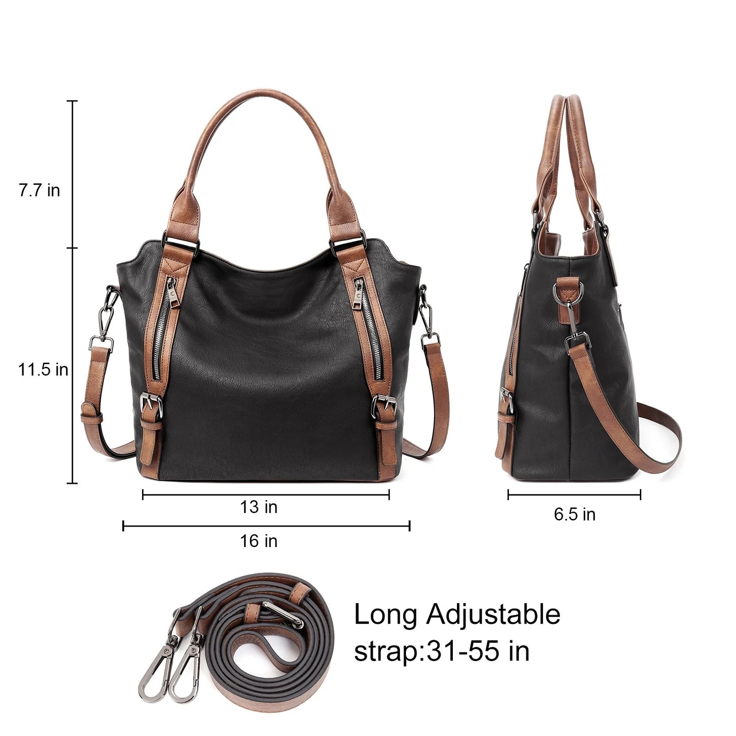 Large Soft Leather Hobo Tote Bag with Adjustable Shoulder Strap for Women