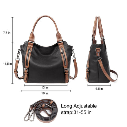 Large Soft Leather Hobo Tote Bag with Adjustable Shoulder Strap for Women