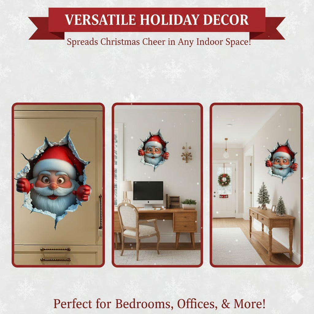 Festive Decor 2-Piece Santa Face Vinyl Stickers