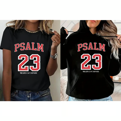 Psalm 23 Graphic Tee – Retro Varsity Bible Verse Shirt