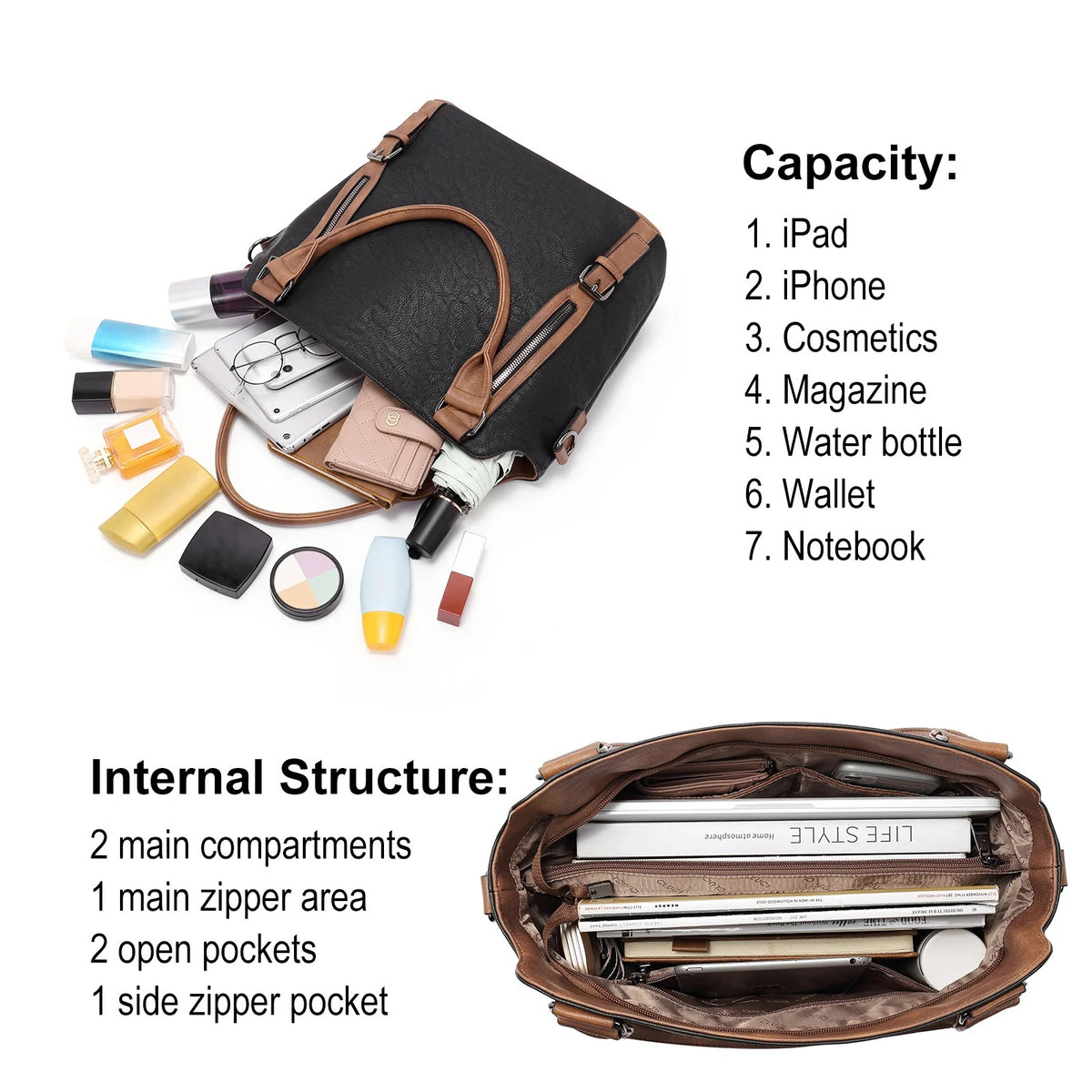 Large Soft Leather Hobo Tote Bag with Adjustable Shoulder Strap for Women