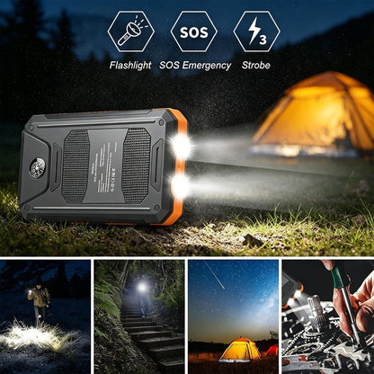 10000mAh Solar Power Bank with Flashlight & Dual USB Charging