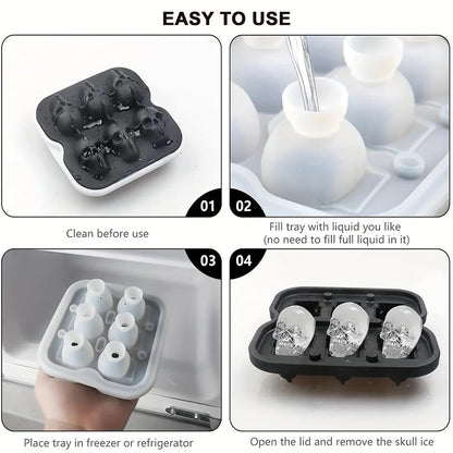 3D Skull Ice Cube Mold – Easy-Release Silicone Tray