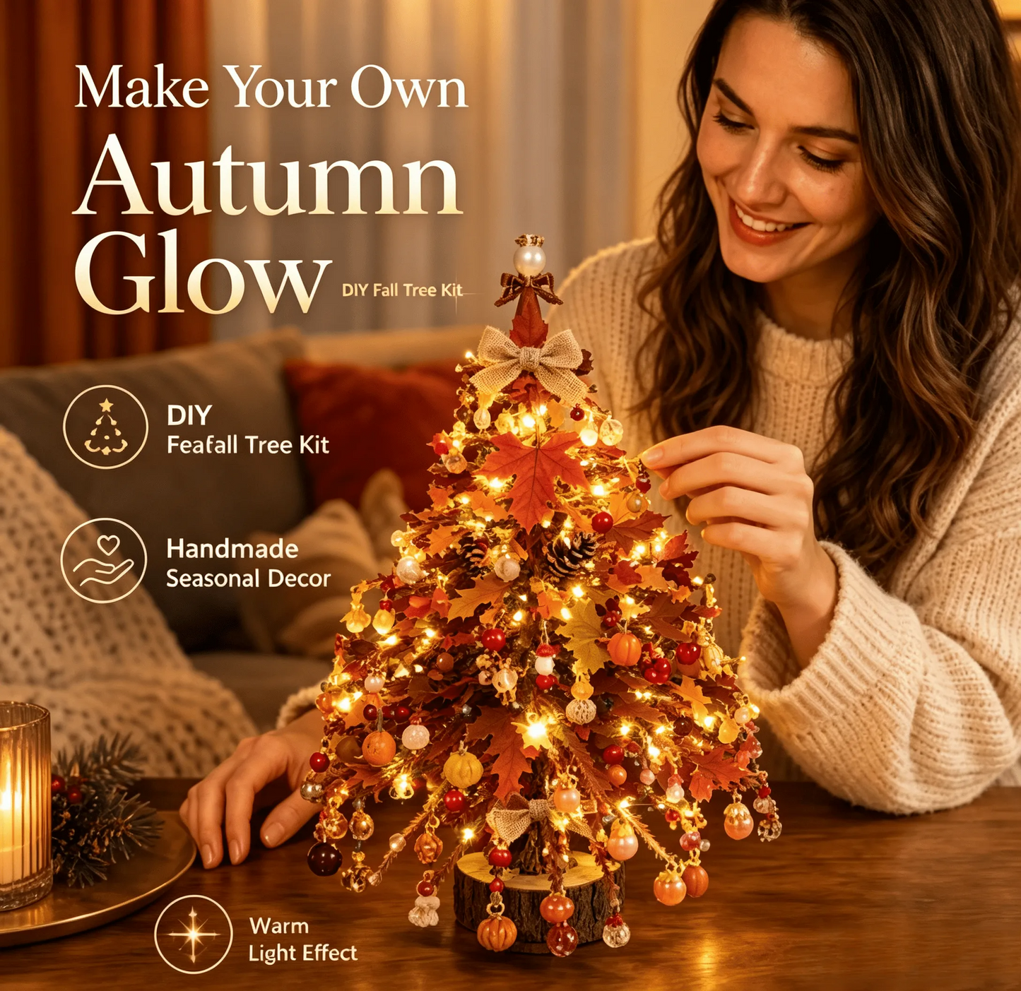 DIY Beaded Christmas Tree Kit – Sparkling Holiday Decoration with Fairy Lights