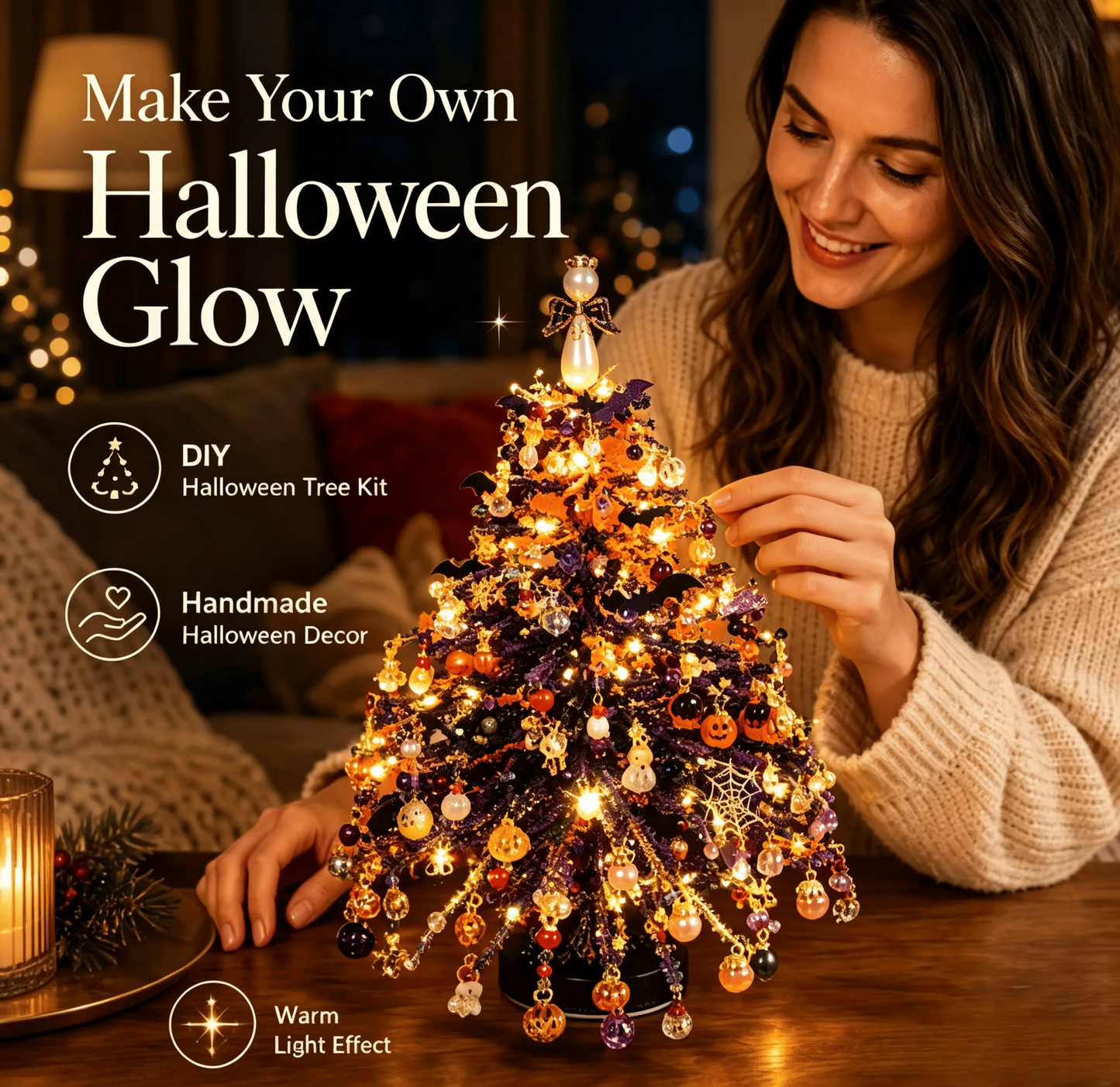 DIY Beaded Christmas Tree Kit – Sparkling Holiday Decoration with Fairy Lights