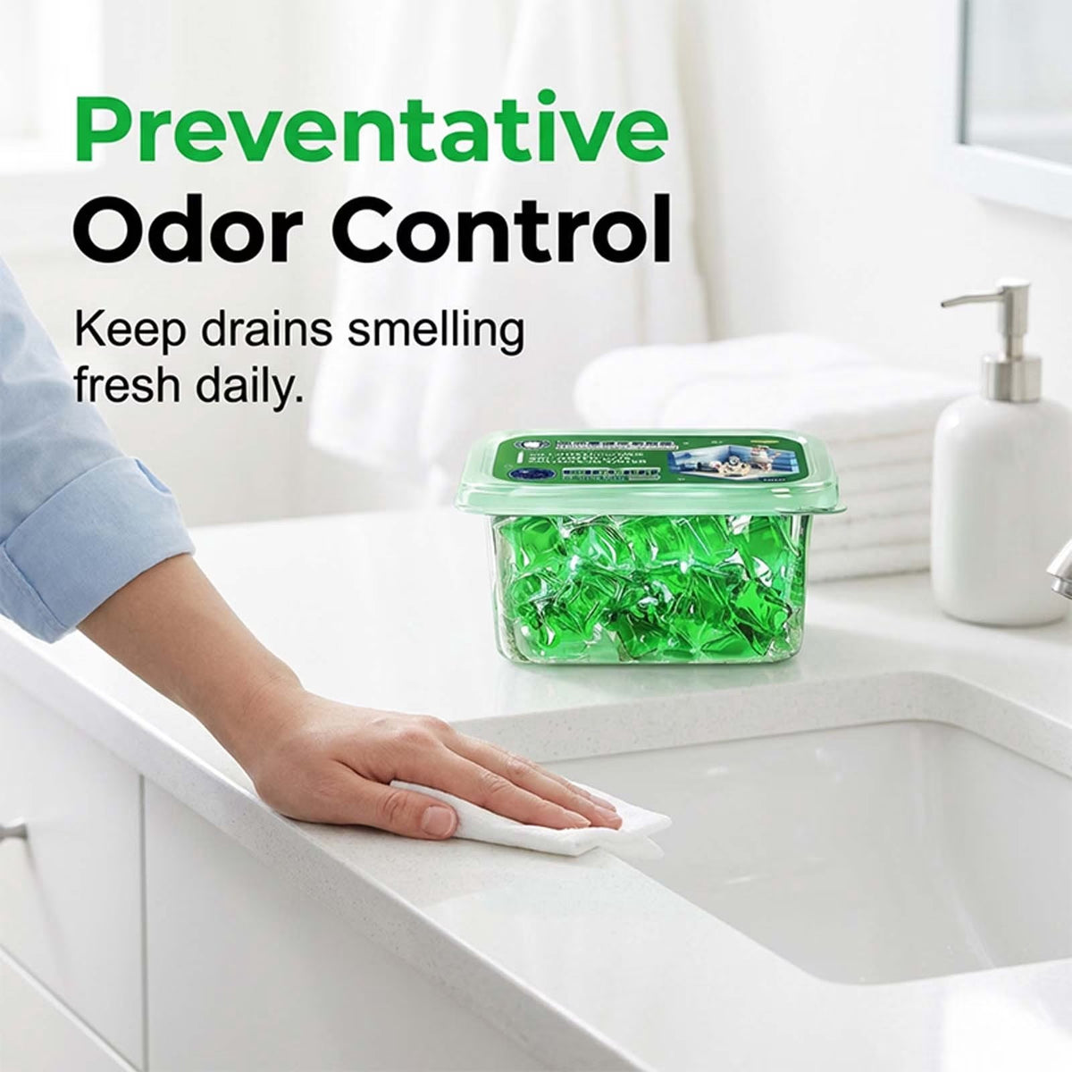 Drain Deodorizer Pods – Long-Lasting Pipe Freshener Beads for Kitchens & Bathrooms