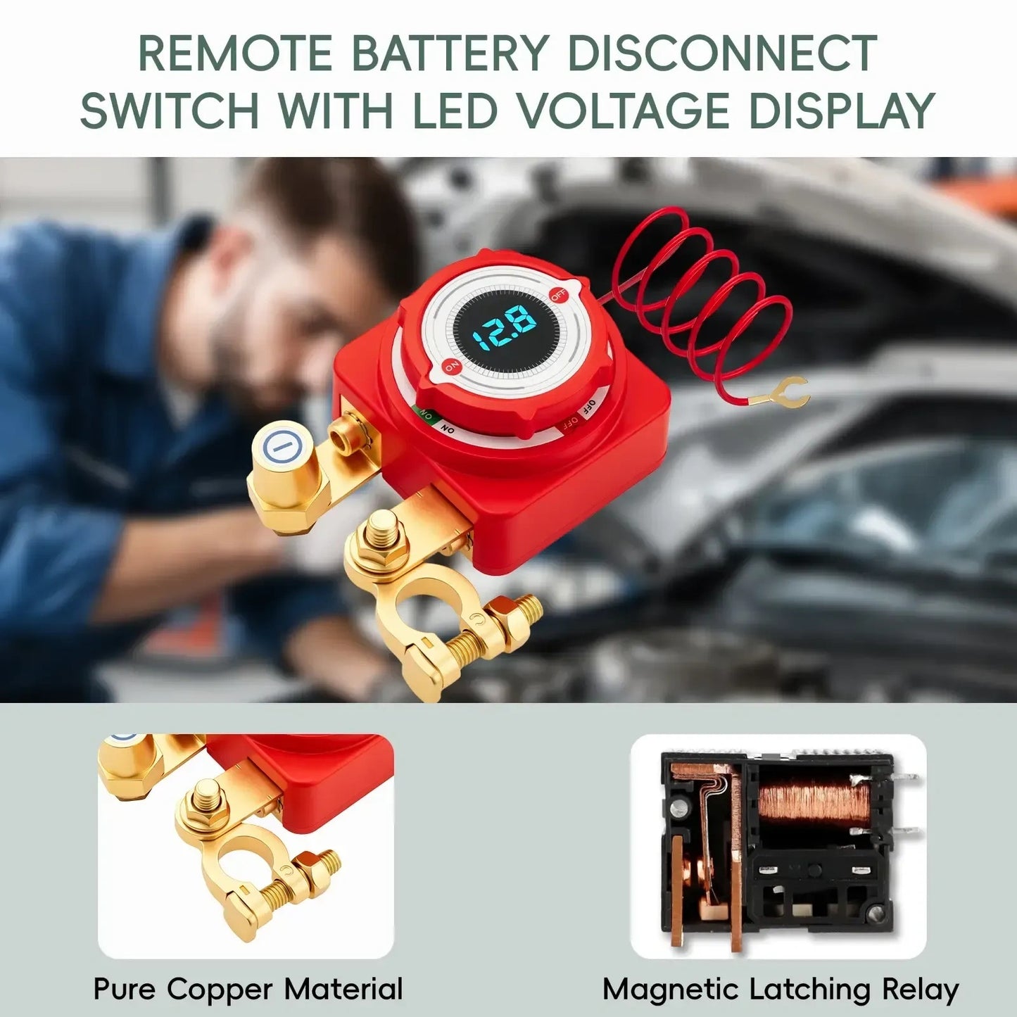 12V 240A Remote Battery Disconnect Switch with LED Voltage Display