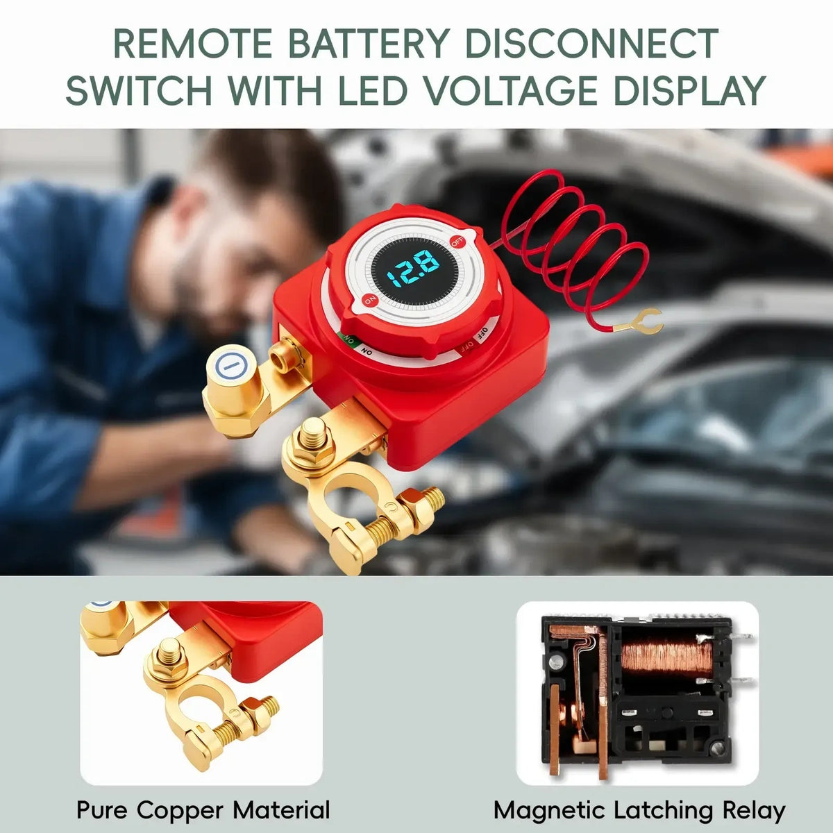 12V 240A Remote Battery Disconnect Switch with LED Voltage Display