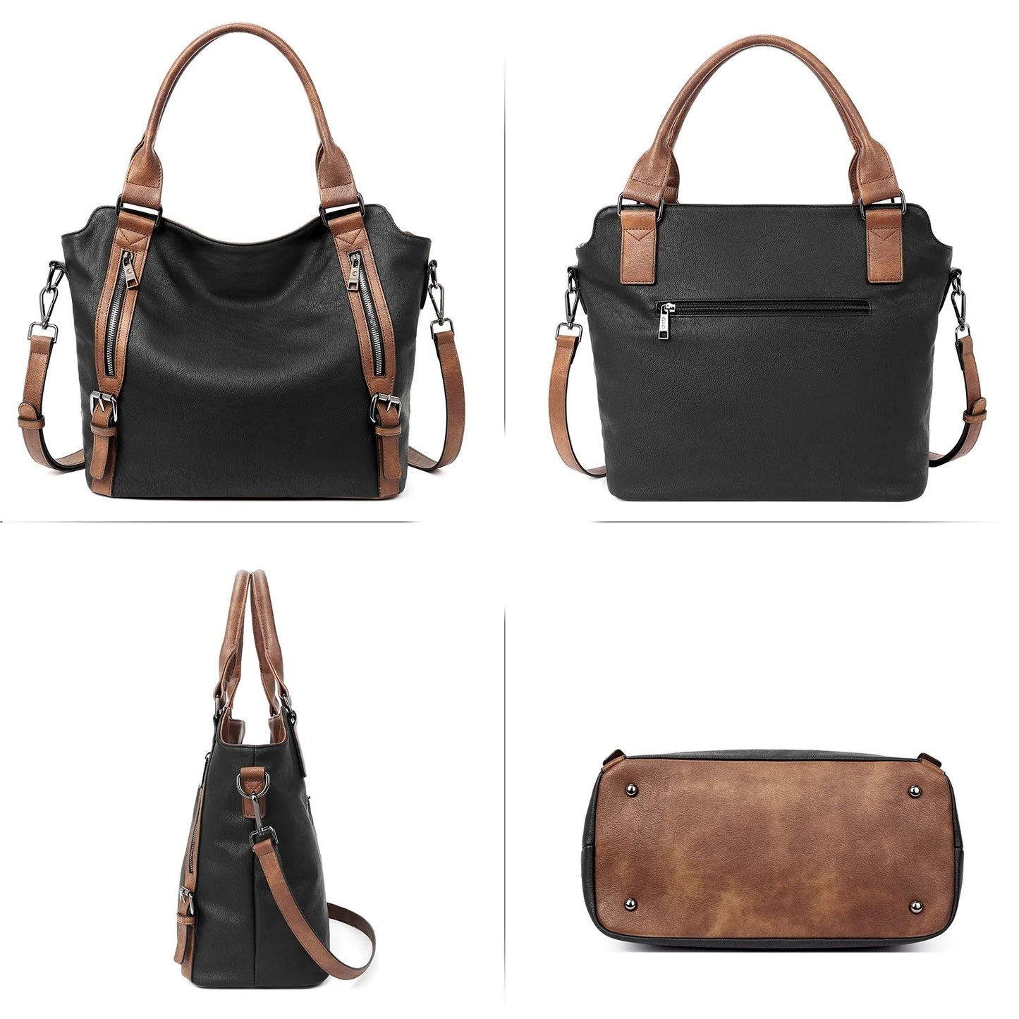 Large Soft Leather Hobo Tote Bag with Adjustable Shoulder Strap for Women