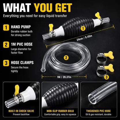 Manual Siphon Pump Kit – Fast Liquid Transfer with 1M Hose
