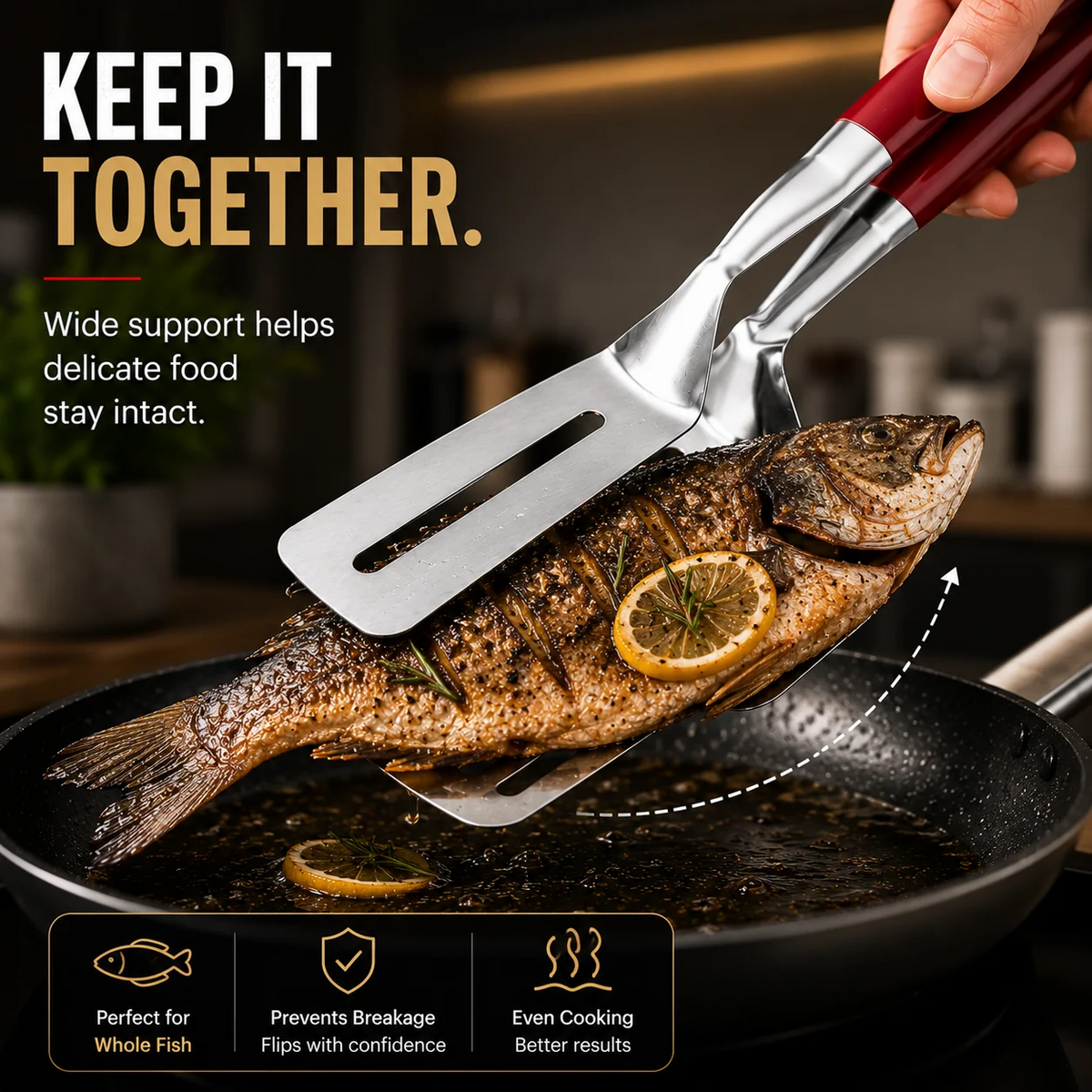 2-in-1 304 Food-Grade Stainless Steel Spatula Tongs – Grip, Flip & Serve