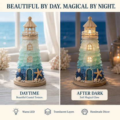 DIY Lighted Sea Glass Lighthouse Kit – Complete Beginner-Friendly Craft Set with LED