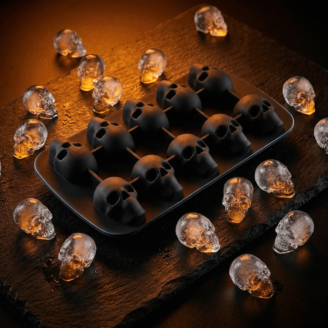 3D Skull Ice Cube Mold – Easy-Release Silicone Tray