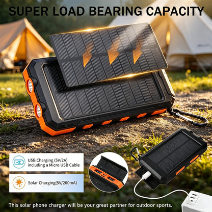 10000mAh Solar Power Bank with Flashlight & Dual USB Charging