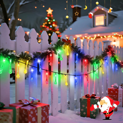 Solar Water Drop String Lights – 8 Modes, IP44 Waterproof Outdoor Lights