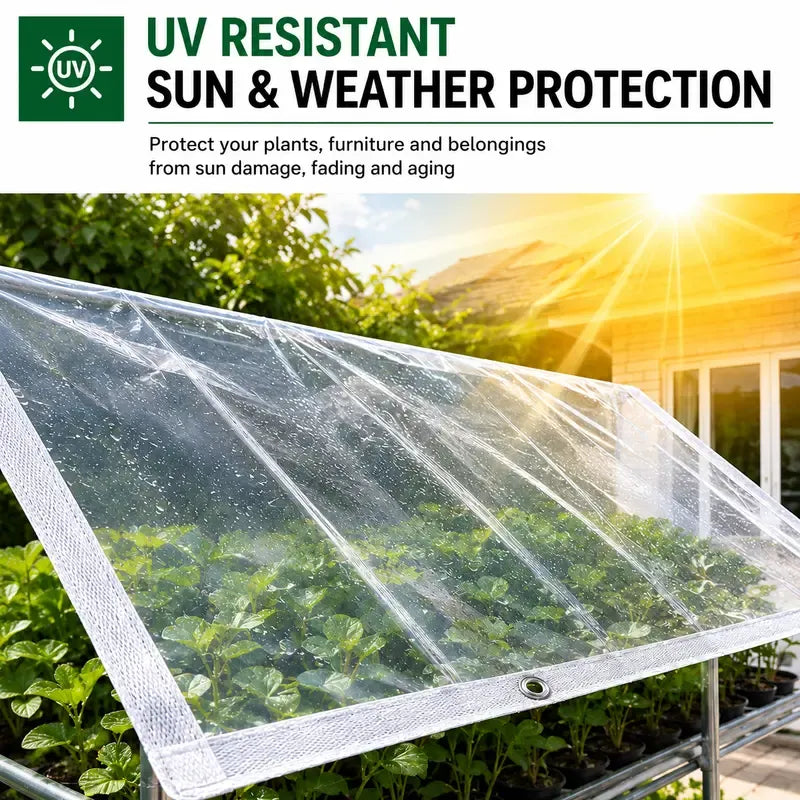Heavy Duty Clear Waterproof PE Tarp – Transparent Outdoor Cover with Metal Grommets