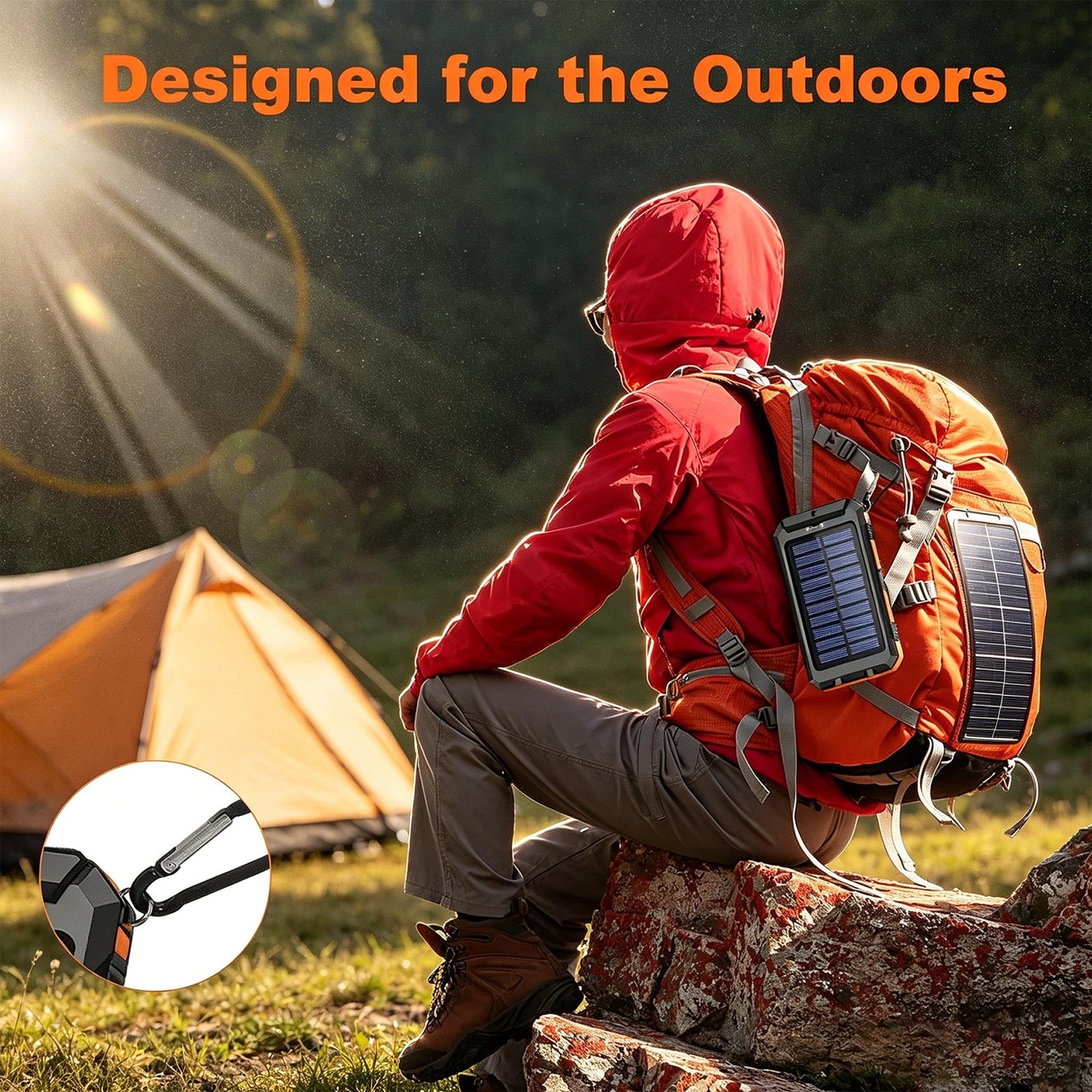 10000mAh Solar Power Bank with Flashlight & Dual USB Charging