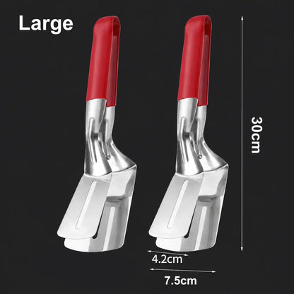 2-in-1 304 Food-Grade Stainless Steel Spatula Tongs – Grip, Flip & Serve