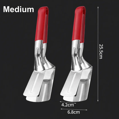 2-in-1 304 Food-Grade Stainless Steel Spatula Tongs – Grip, Flip & Serve