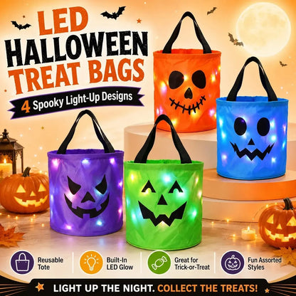 LED Light-Up Pumpkin Candy Bucket – Reusable Glow Trick-or-Treat Bag