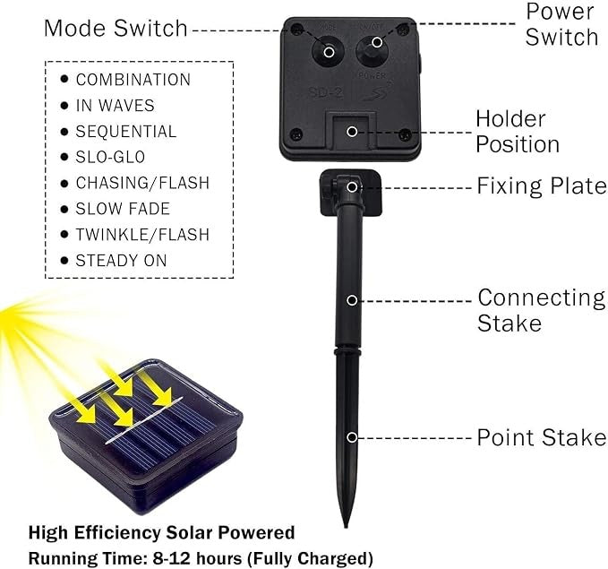 Solar Water Drop String Lights – 8 Modes, IP44 Waterproof Outdoor Lights