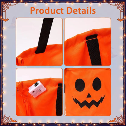 LED Light-Up Pumpkin Candy Bucket – Reusable Glow Trick-or-Treat Bag