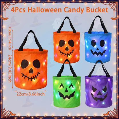 LED Light-Up Pumpkin Candy Bucket – Reusable Glow Trick-or-Treat Bag