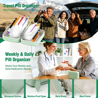 A8 14-Pouch Weekly Pill Organizer – Waterproof, Color-Coded Travel Storage