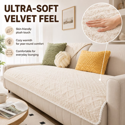Plush Fuzzy Sofa Cover – Soft Non-Slip Washable Couch Protector