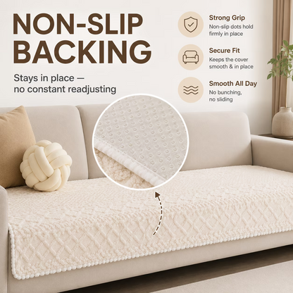 Plush Fuzzy Sofa Cover – Soft Non-Slip Washable Couch Protector