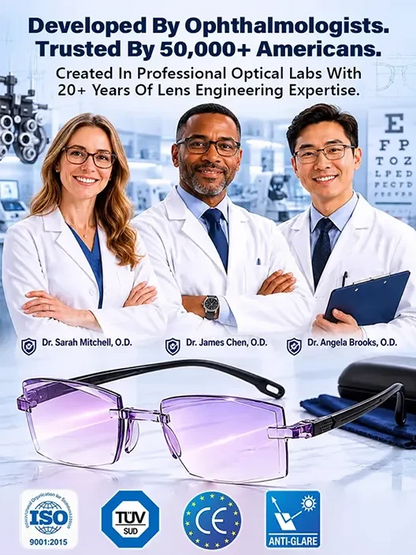 Intelligent Dual Focus Reading Glasses with Blue Light Filtering