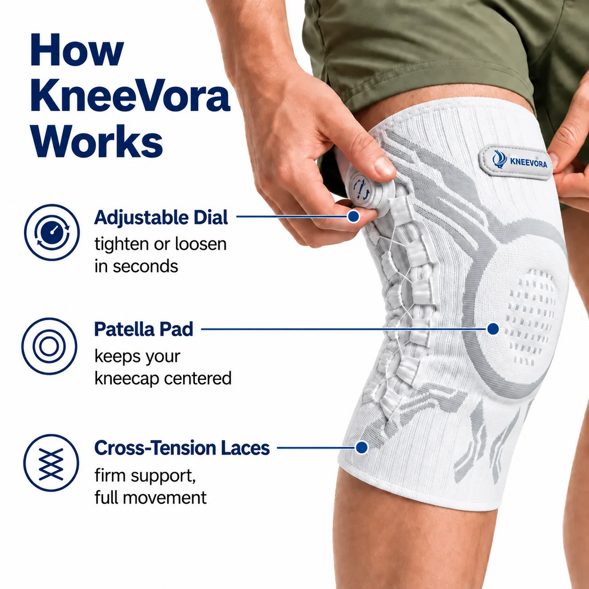 Adjustable Compression Knee Support with Micro-Dial Knob – Perfect Fit for Active Lifestyles