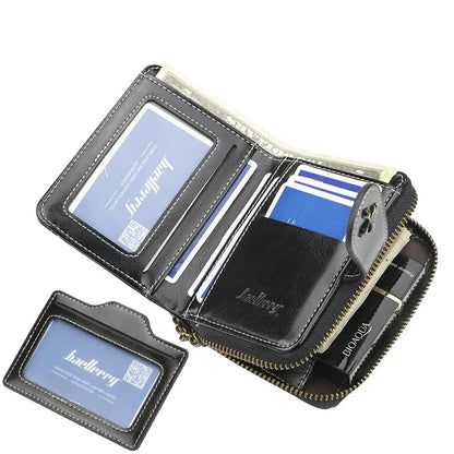 Vintage Goth Mini Leather Wallet for Women – Zip Bifold Coin Purse