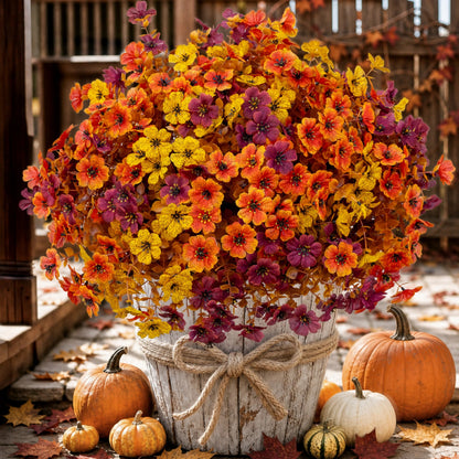 UV-Resistant Silk Daisy Bundles – 8-Pack Autumn Outdoor Decor