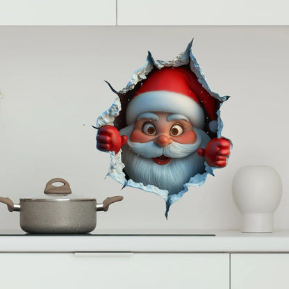 Festive Decor 2-Piece Santa Face Vinyl Stickers