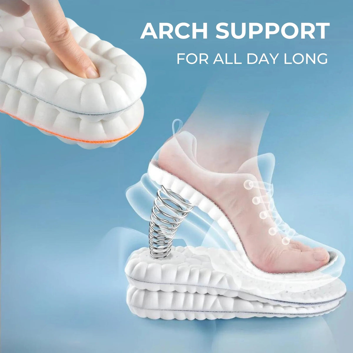 4D Cloud Insoles for Men Women - Anti Fatigue Shock Absorption Pain Relief 2 Pairs