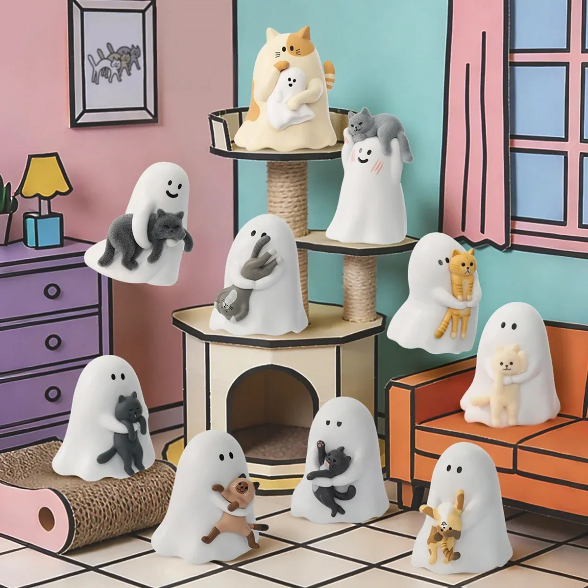 Kawaii Cat Blind Box Ceramic Figurine – 9-Piece Collectible Set, No Duplicates