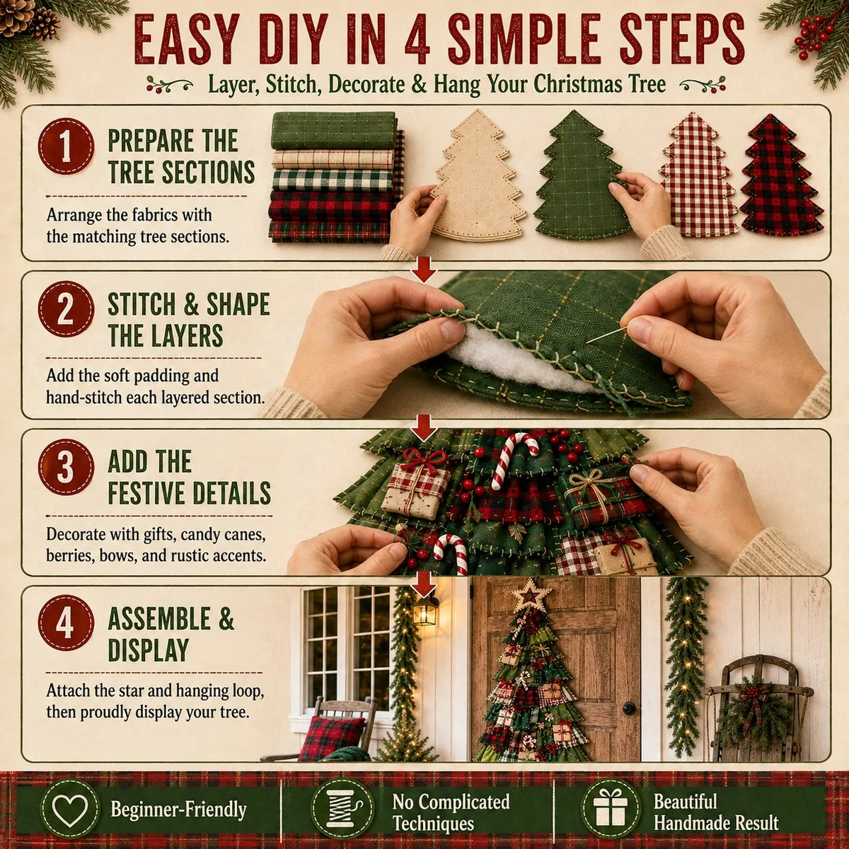DIY Christmas Tree Door Hanging Kit – Oversized Patchwork Craft