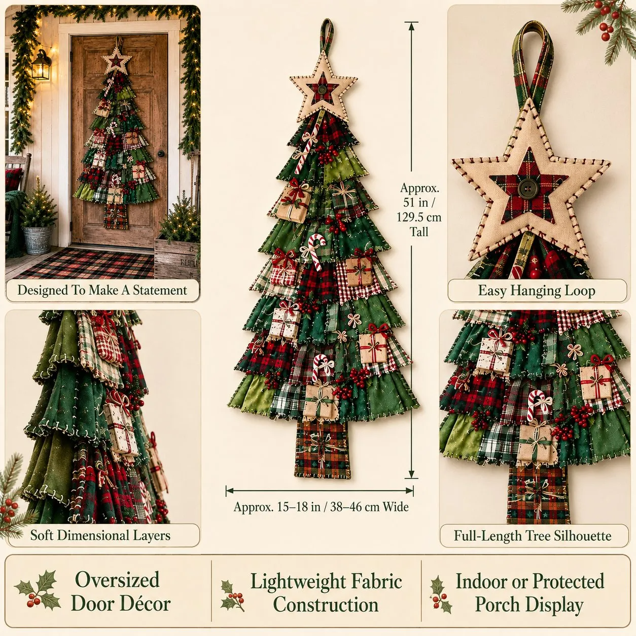 DIY Christmas Tree Door Hanging Kit – Oversized Patchwork Craft