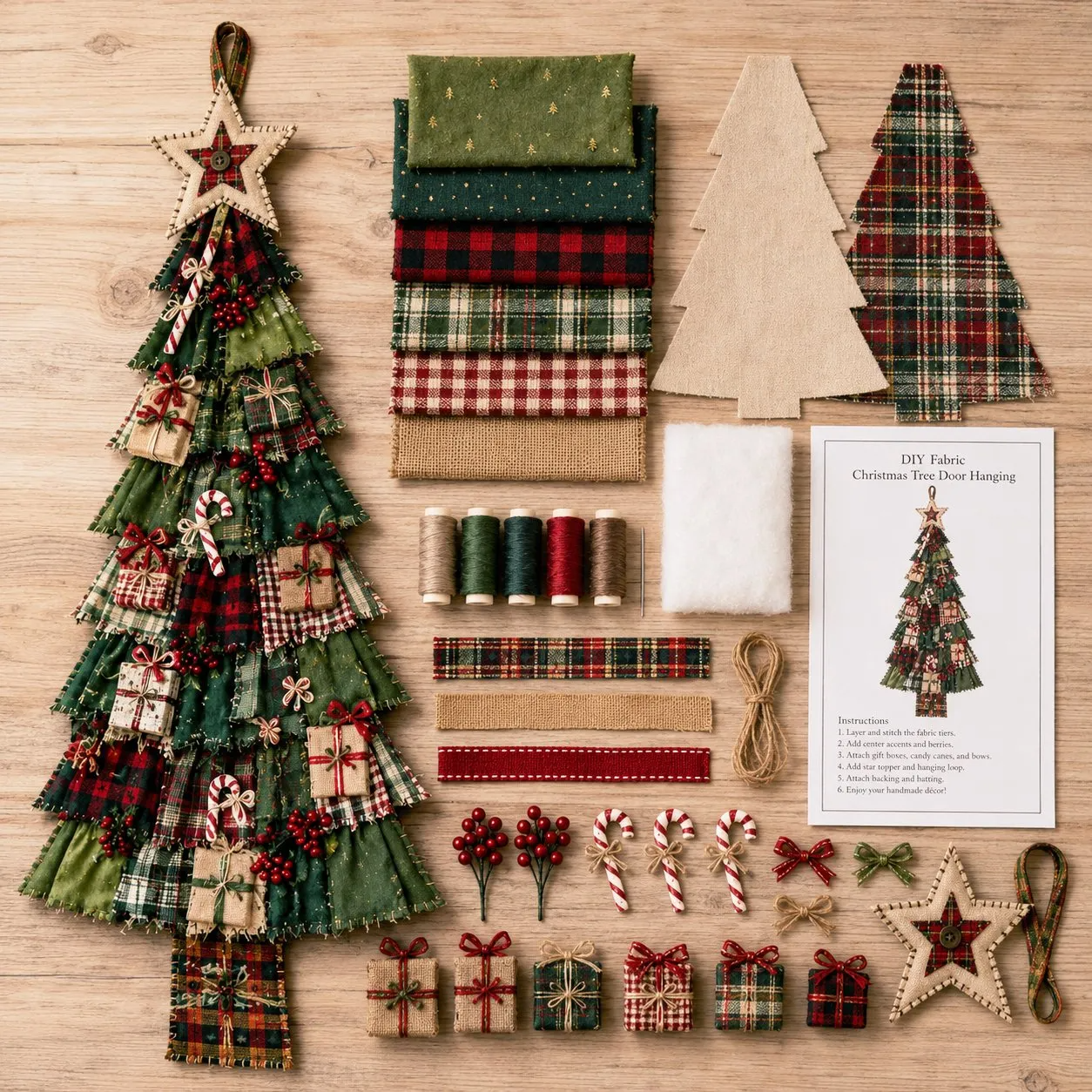 DIY Christmas Tree Door Hanging Kit – Oversized Patchwork Craft