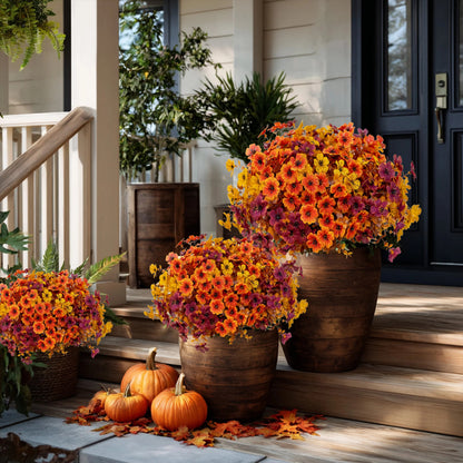 UV-Resistant Silk Daisy Bundles – 8-Pack Autumn Outdoor Decor