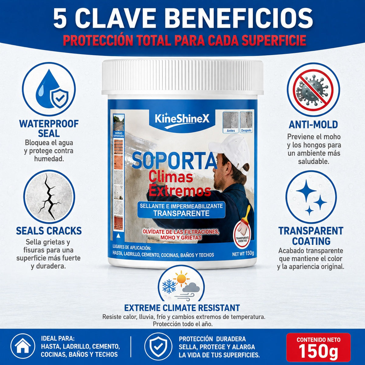 Transparent Waterproof Sealant – Flexible Polymer Emulsion Crack Filler for Roof, Walls & Tiles