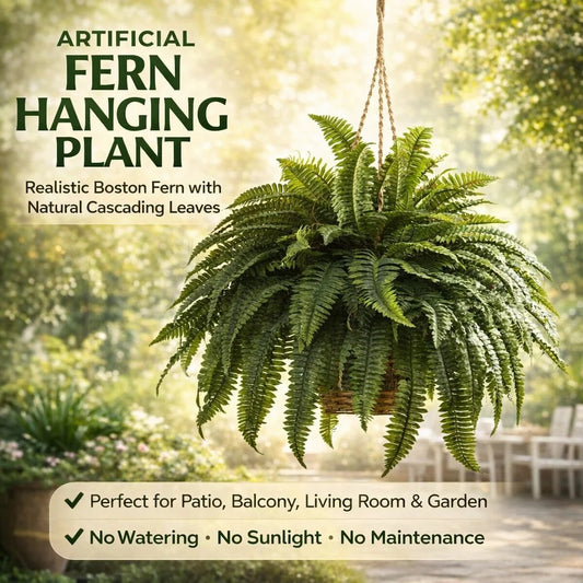 Artificial Hanging Fern Basket – Lush Home & Porch Decor