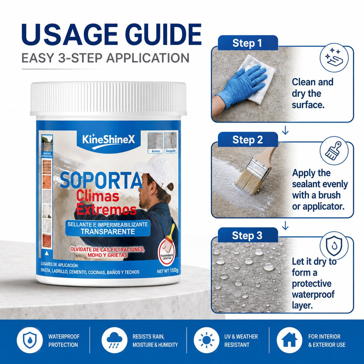 Transparent Waterproof Sealant – Flexible Polymer Emulsion Crack Filler for Roof, Walls & Tiles