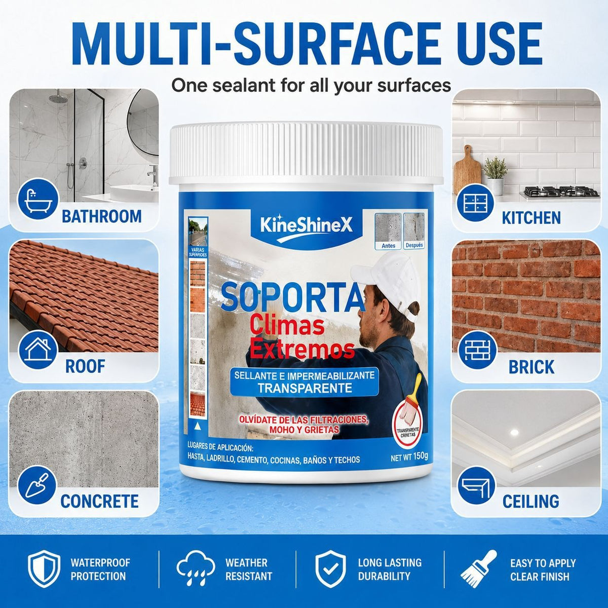 Transparent Waterproof Sealant – Flexible Polymer Emulsion Crack Filler for Roof, Walls & Tiles
