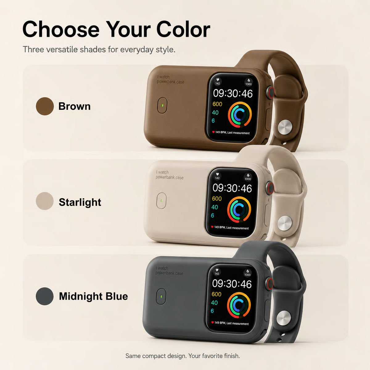 Portable Apple Watch Power Bank – 1200mAh USB-C Fast Charging Travel Charger