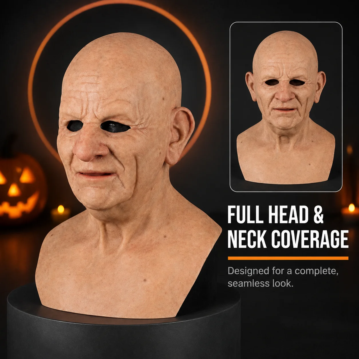 Halloween Old Man Mask – Realistic Latex Full Head Costume Mask