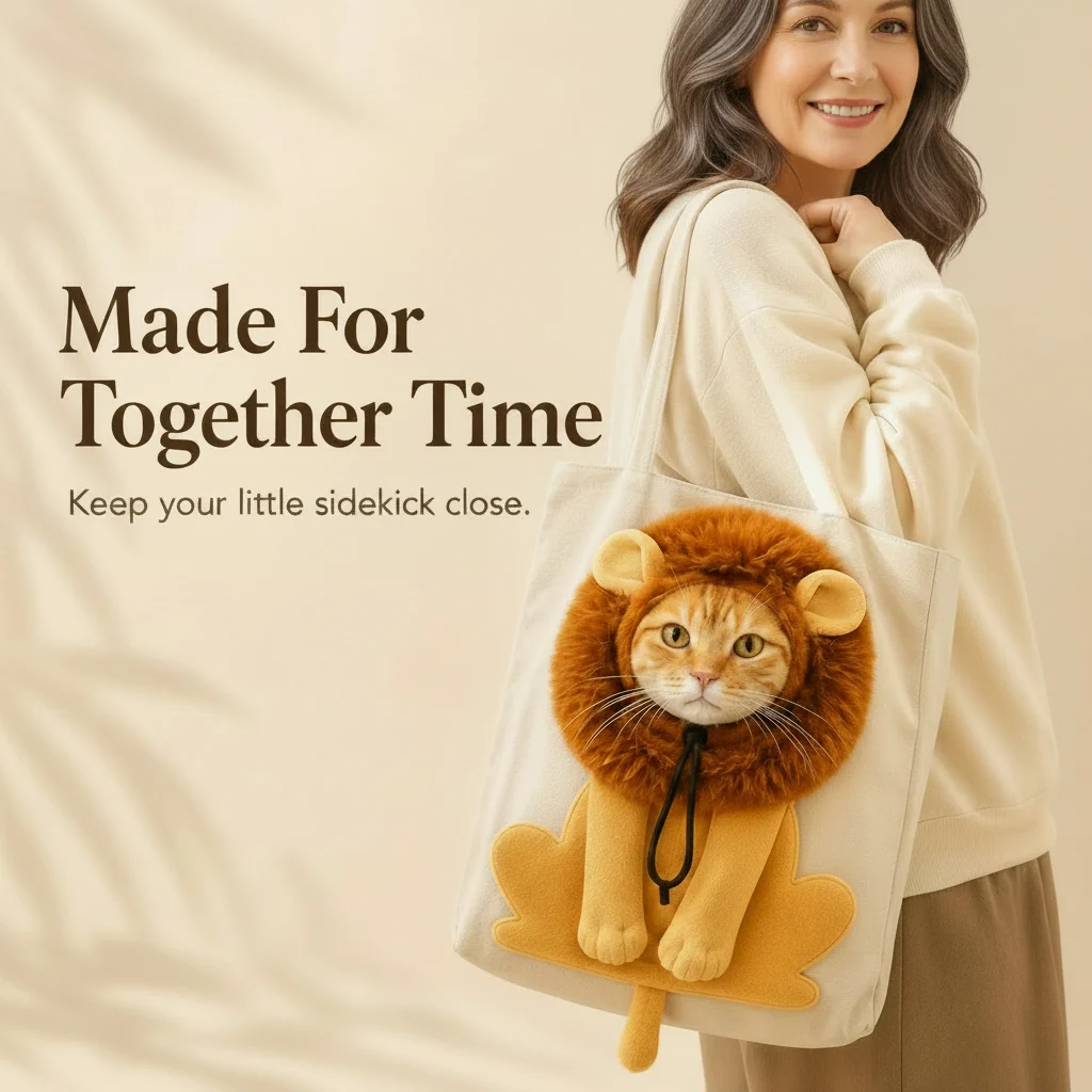 Cartoon Character Cat Carrier Tote – Face-Forward Shoulder Bag for Small Pets